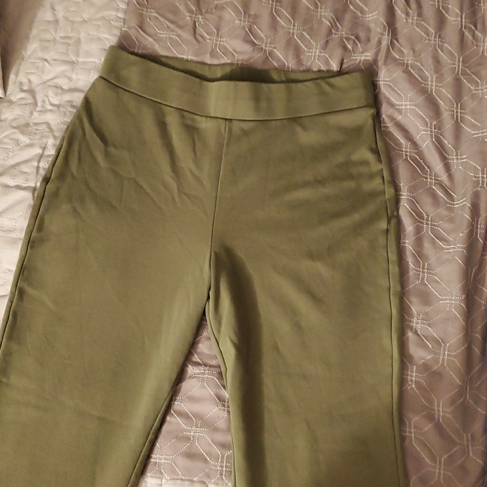 Olive green stretch cotton pants